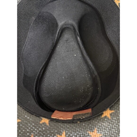 Vintage Tea Stained USA American Flag Shape It Brim Western Cowboy Hat Unisex - Picture 14 of 14